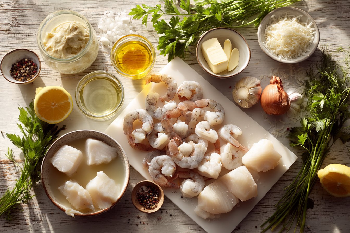 Creamy Shrimp and Cod Skillet