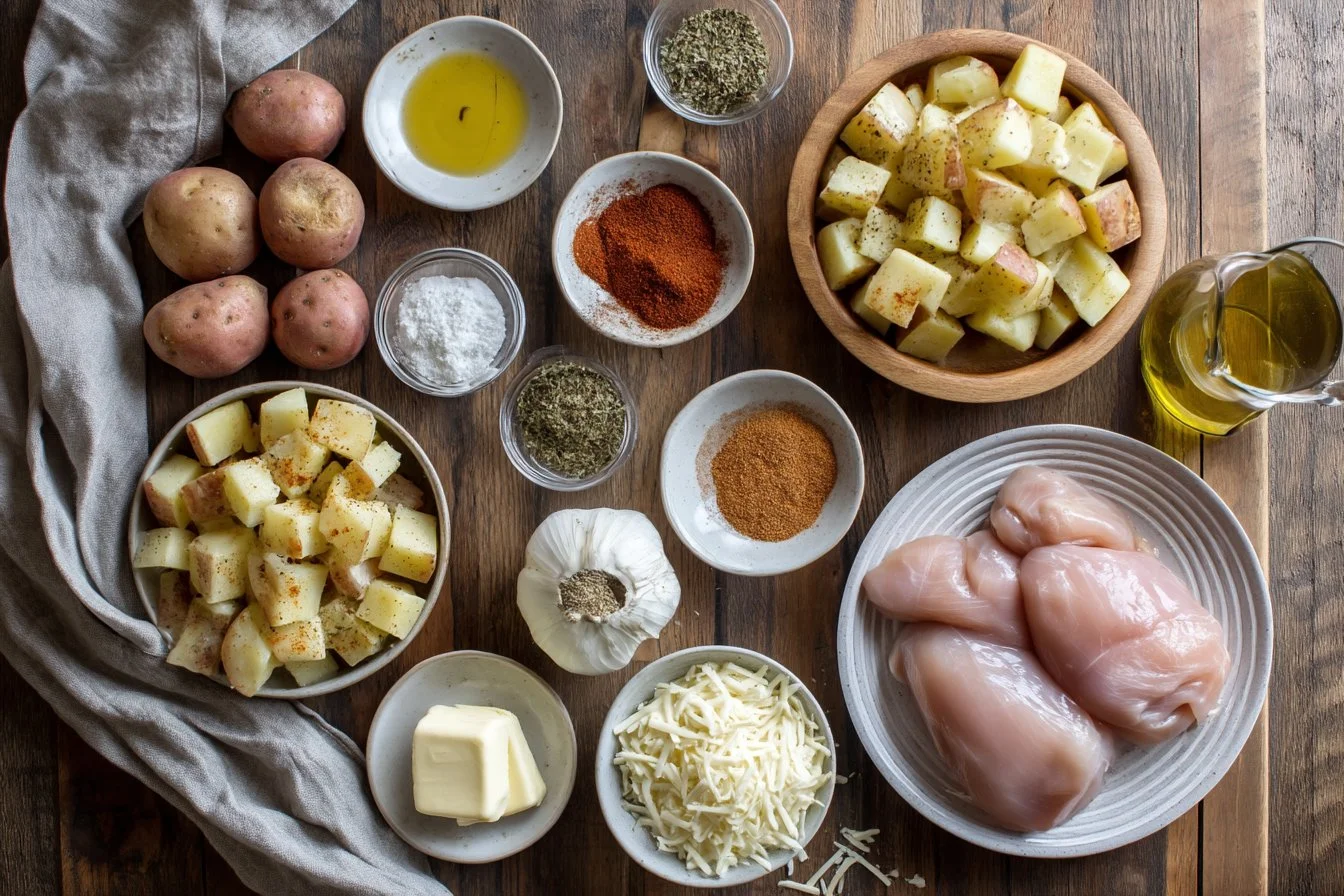 Garlic Parmesan Chicken and Potatoes Skillet