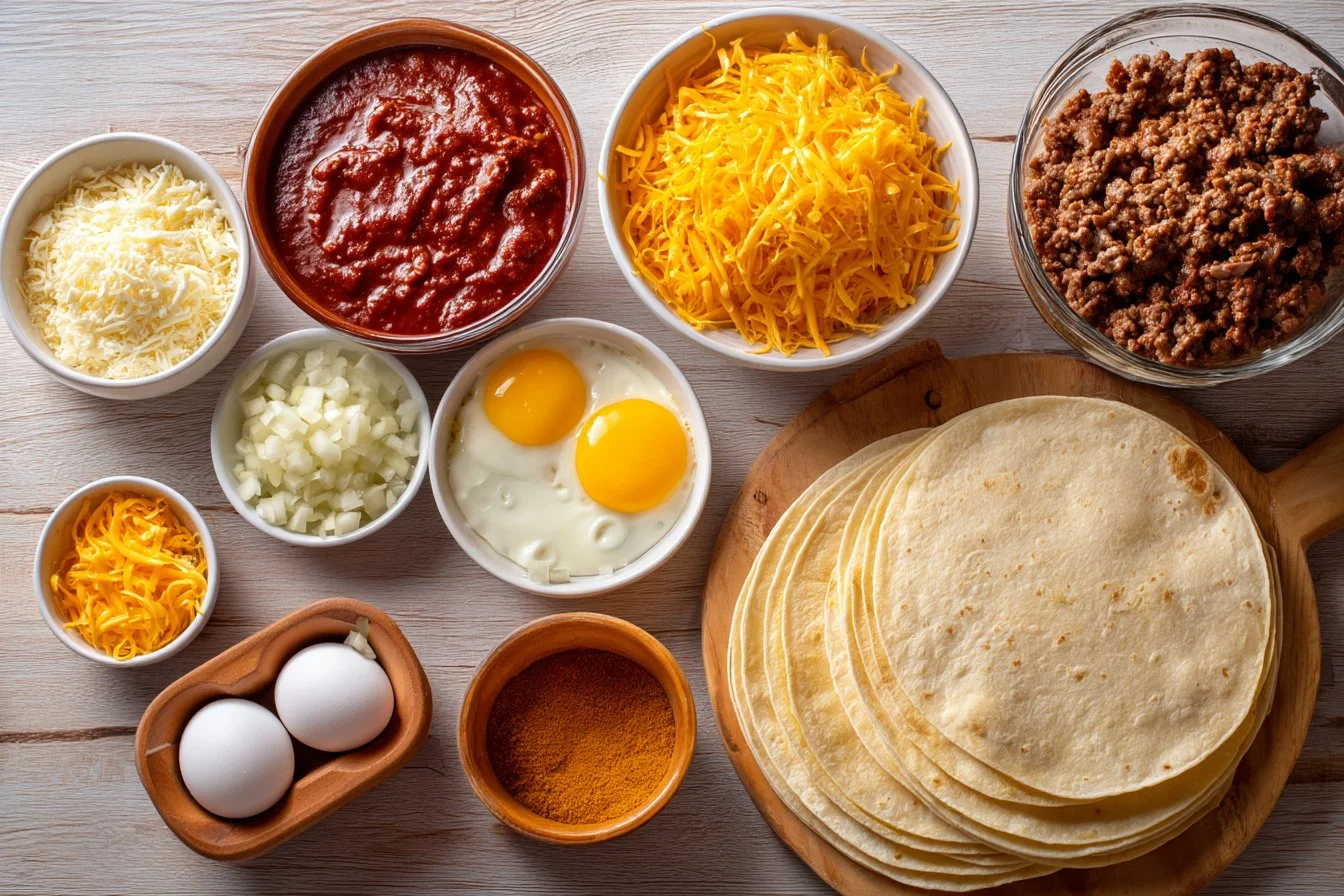 New Mexico Style Stacked Red Enchiladas