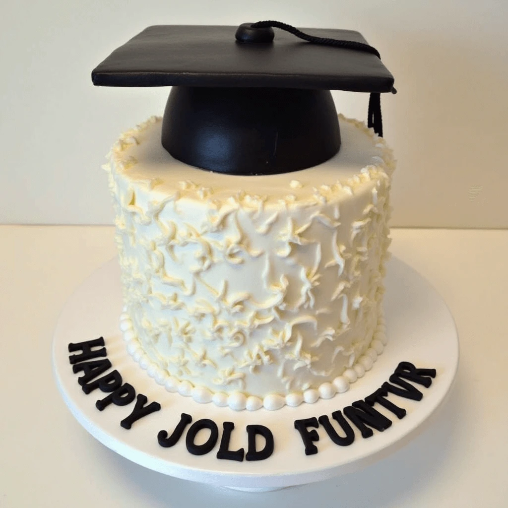 A vibrant graduation cake featuring a cap and diploma, with colorful decorations and the year of graduation, perfect for a festive celebration.