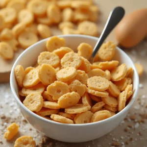 A close-up image of a breakfast cereal box label showing nutritional information, ingredients, and health benefits.