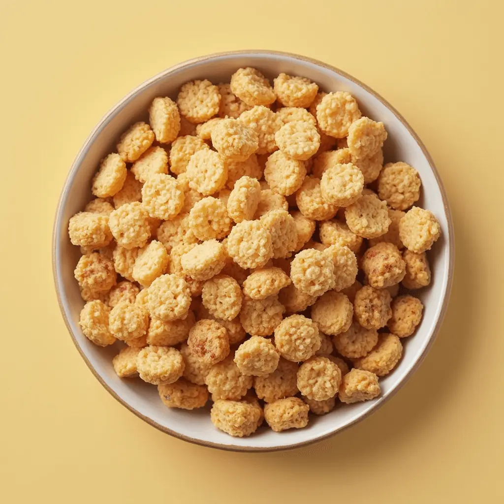 Close-up of a healthy breakfast cereal box with visible nutritional label and ingredients, perfect for a balanced morning meal.