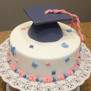 Creative graduation cake for girls with elegant design and personalized touches.