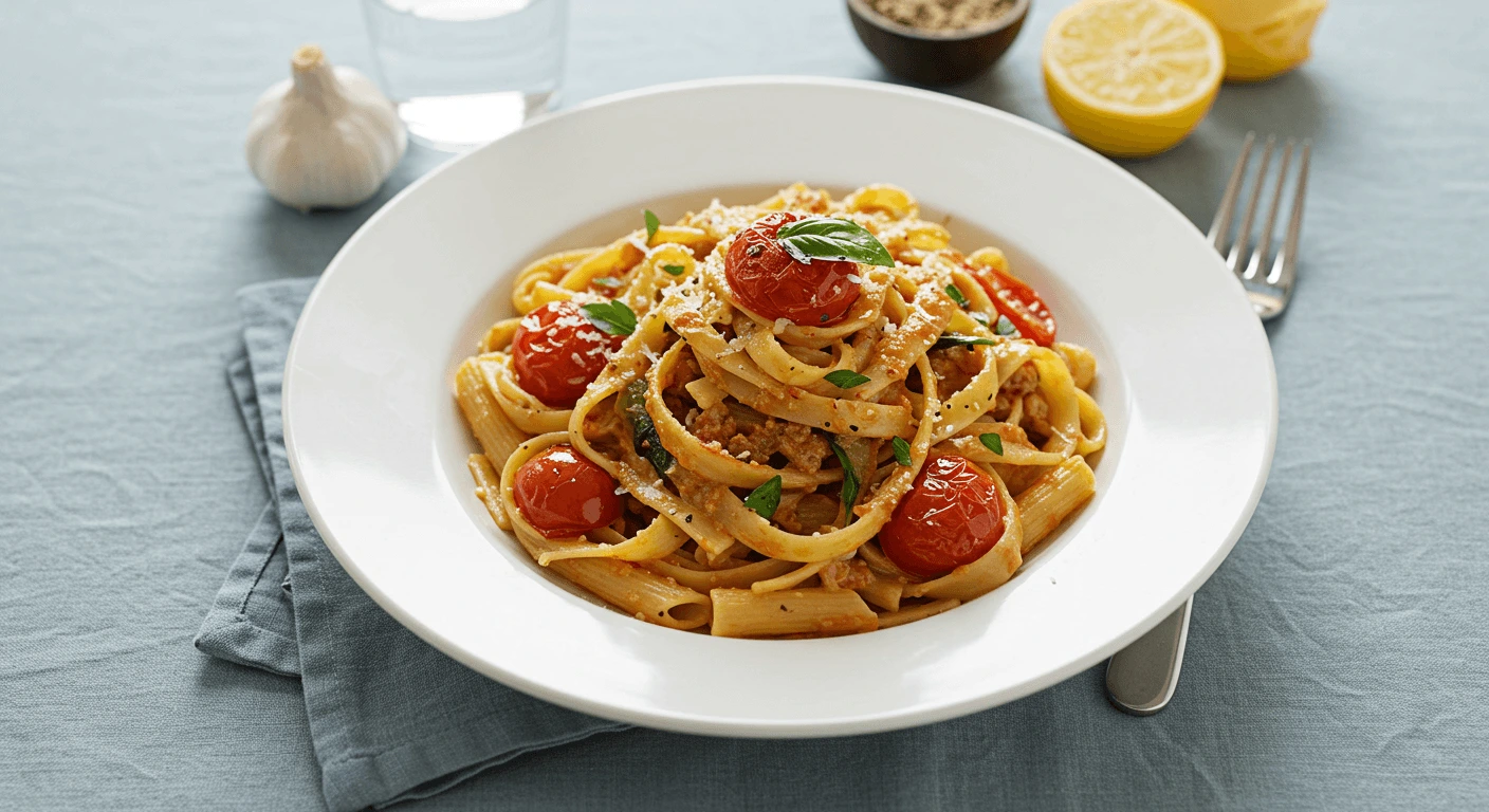 Delicious Italian Chicken Pasta with creamy sauce and fresh herbs