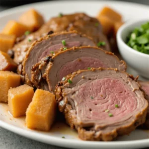 Instant Pot Mississippi Pot Roast with tender shredded beef, pepperoncini, and rich gravy in a bowl.
