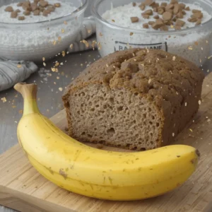 A loaf of 3-ingredient banana bread made with oil, showcasing its golden-brown crust and soft, moist interior.