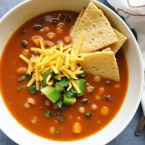 Delicious bowl of quick and easy 5 ingredient taco soup with cheese and cilantro on top, perfect for busy weeknights.