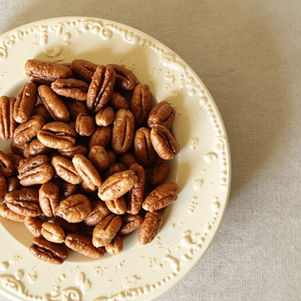 Delicious bourbon nuts in a bowl, perfect for parties and gatherings.
