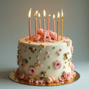 Beautiful vintage-inspired birthday cakes with intricate designs and pastel colors for a special celebration. 