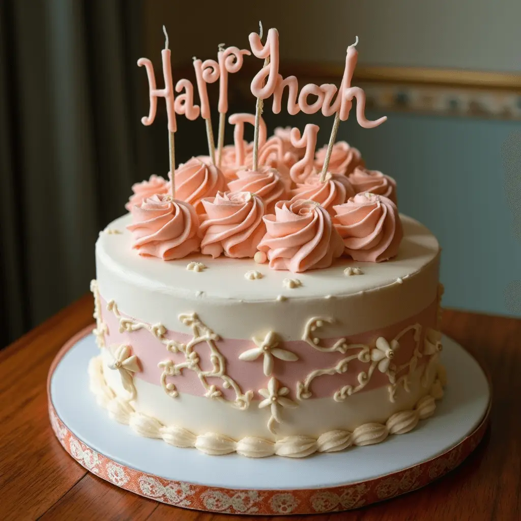 10 beautiful vintage birthday cake ideas for a special celebration, featuring intricate designs, soft pastel colors, and elegant details.