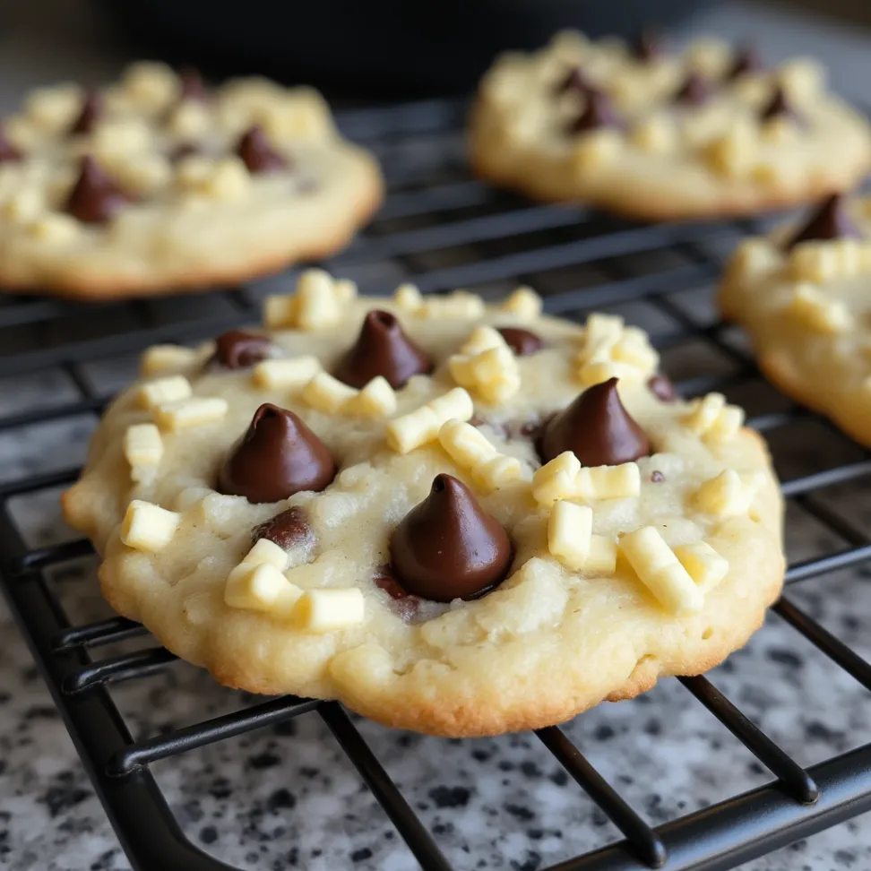 Freshly baked Rice Krispie Chocolate Chip Cookies on a cooling rack