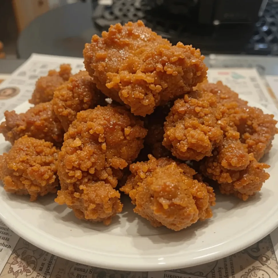 A plate of golden, crispy Jones Fried Chicken served with a side of mashed potatoes and coleslaw, highlighting its crunchy texture and rich seasoning.