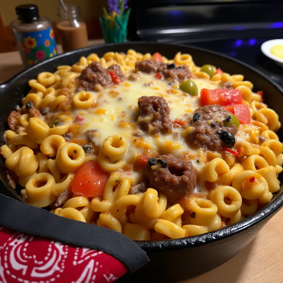 A golden, bubbling dish of Million Dollar Baked Ziti with melted mozzarella and Parmesan cheese, served fresh from the oven.