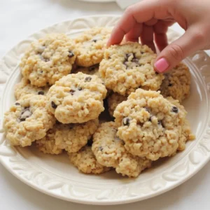 Baking tray with freshly scooped Rice Krispie Chocolate Chip Cookie dough ready to bake