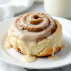 Warm cinnamon rolls with vanilla glaze, a creamy alternative to cream cheese icing.