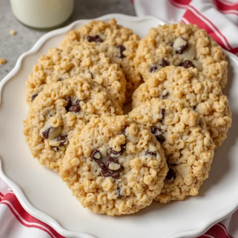 Cooling rack filled with Rice Krispie Chocolate Chip Cookies