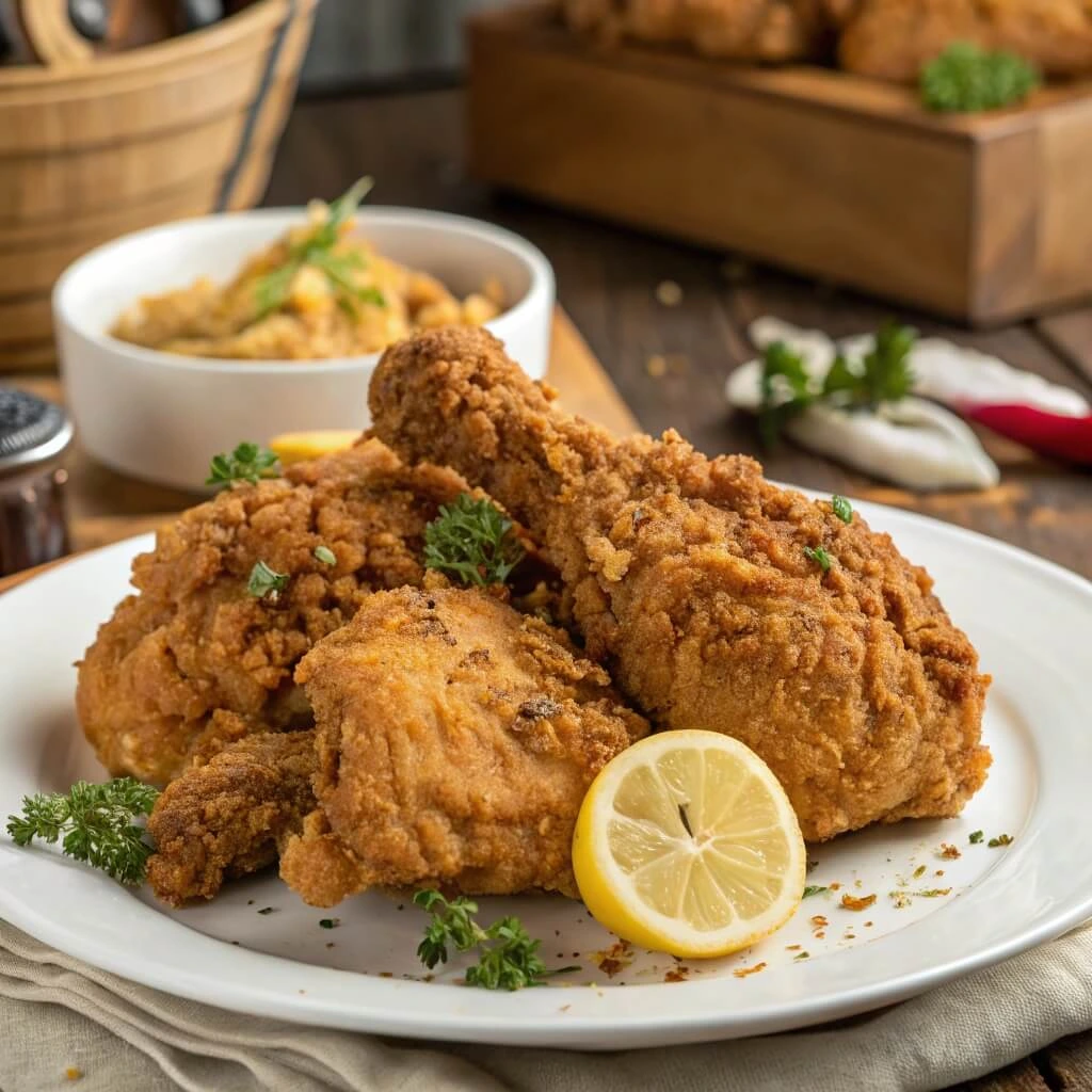 Top 10 dishes from the Louisiana Fried Chicken menu including fried chicken, spicy wings, Cajun fries, and Southern sides.