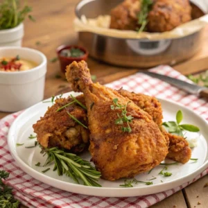 Southern biscuits and cornbread served with fried chicken from Louisiana Fried Chicken menu.