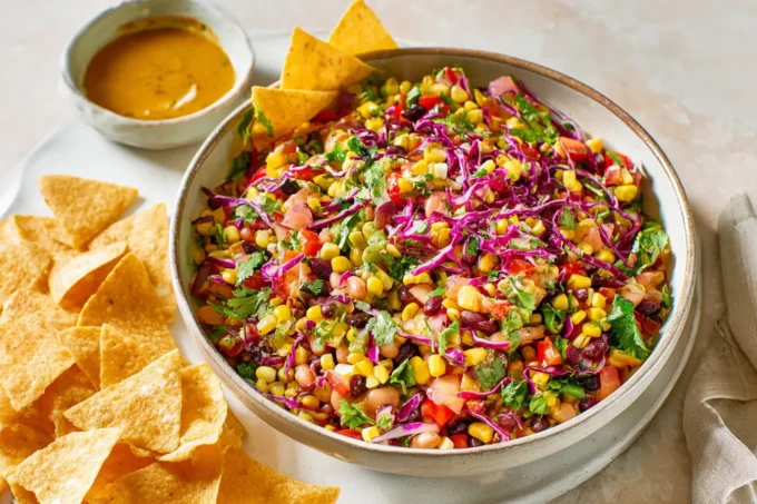 Southwest Dense Bean Salad with creamy chipotle dressing