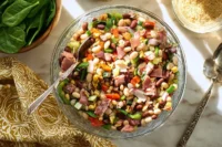 Italian Dense Bean Salad with mozzarella, beans, and peppers