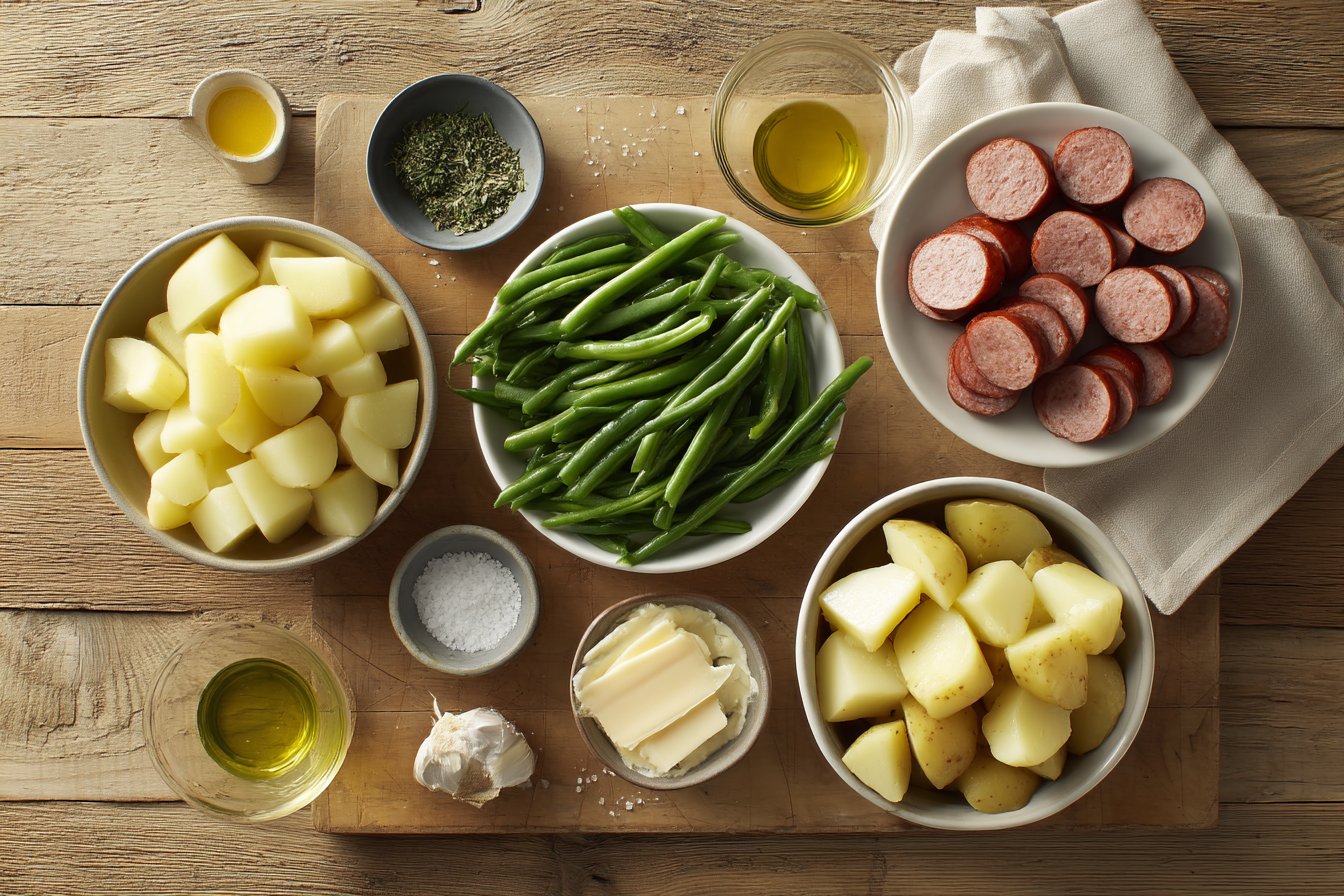 Sausage with Potatoes and Green Beans