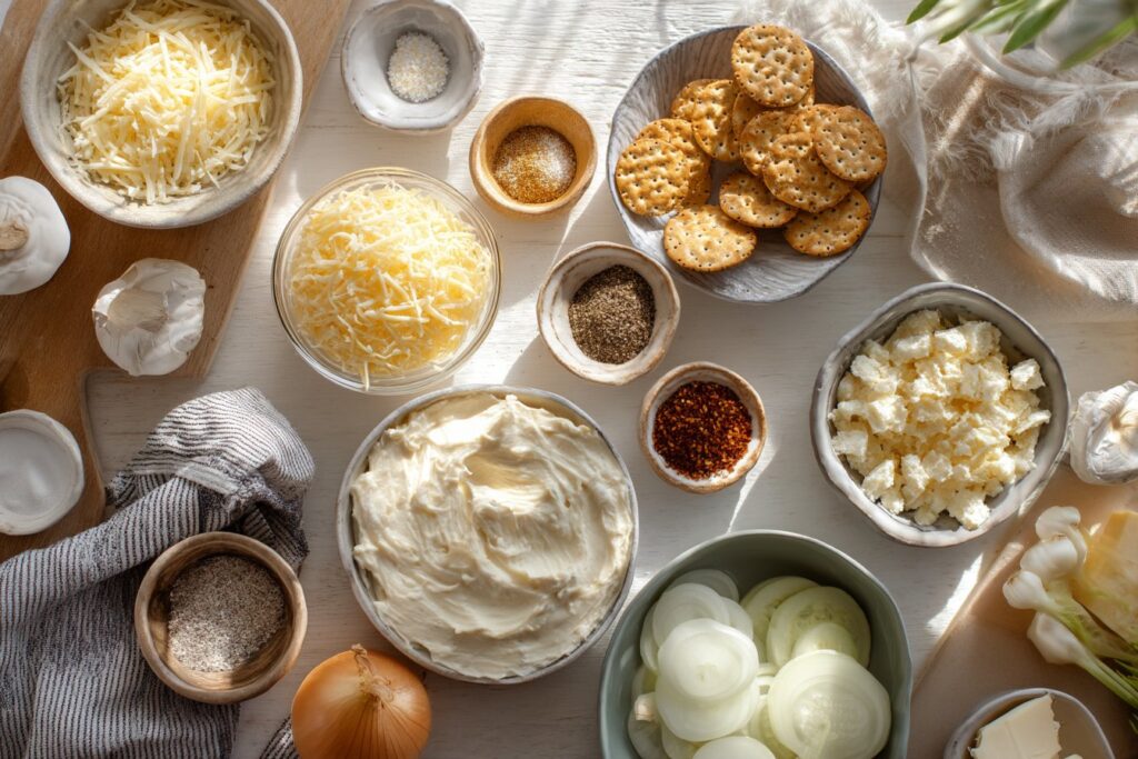 Ingredients for Warm Swiss and Onion Dip