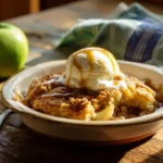 Delicious apple cobbler with baked apples and golden-brown topping