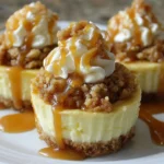 Delicious Apple Crisp Mini Cheesecakes with a crunchy topping and creamy filling