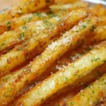Delicious baked garlic parmesan fries served as a crispy side dish