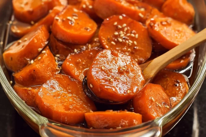 Delicious candied sweet potatoes glazed with sugar and spices