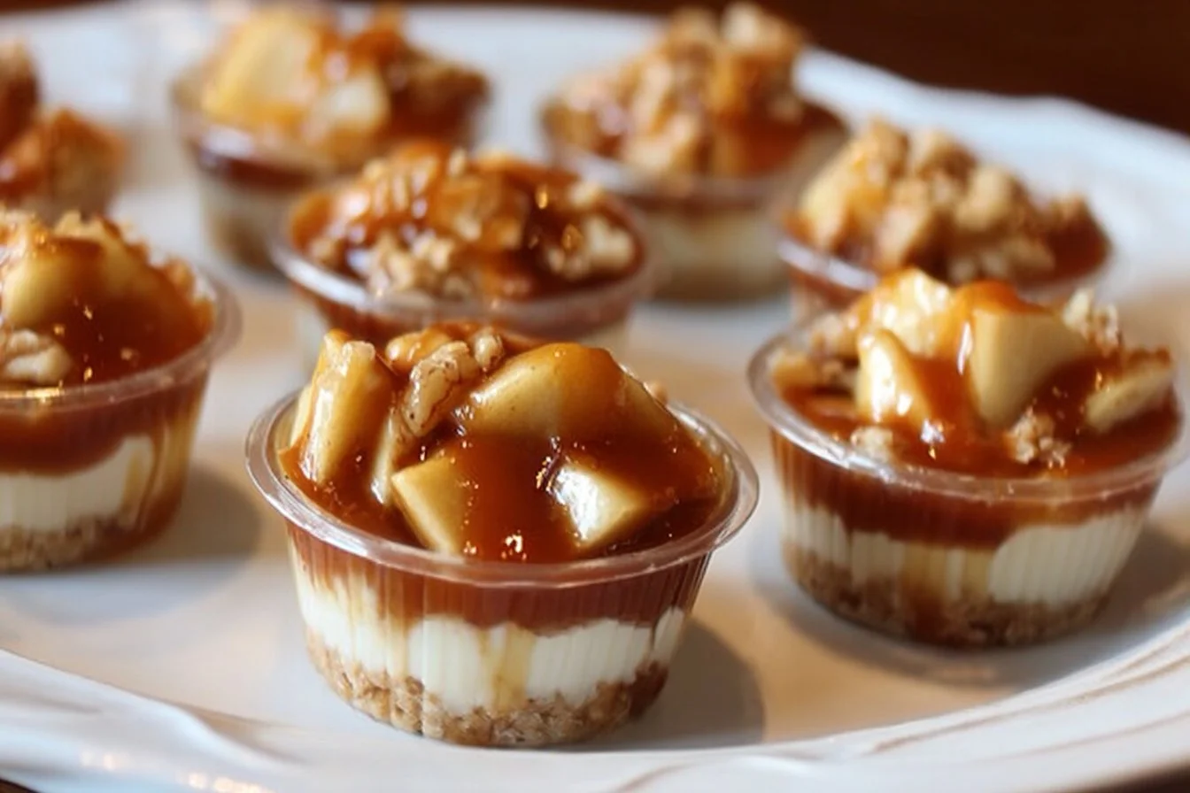 Delicious Caramel Apple Dessert Cups served in clear cups with toppings