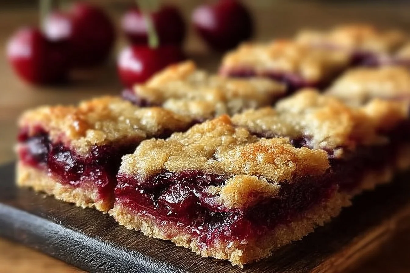 Delicious cherry pie bars with a golden crust and cherry filling