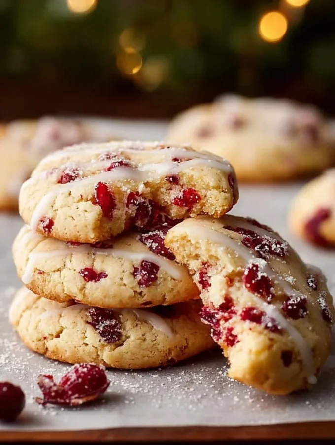 Chewy Christmas cranberry orange cookies with festive decorations