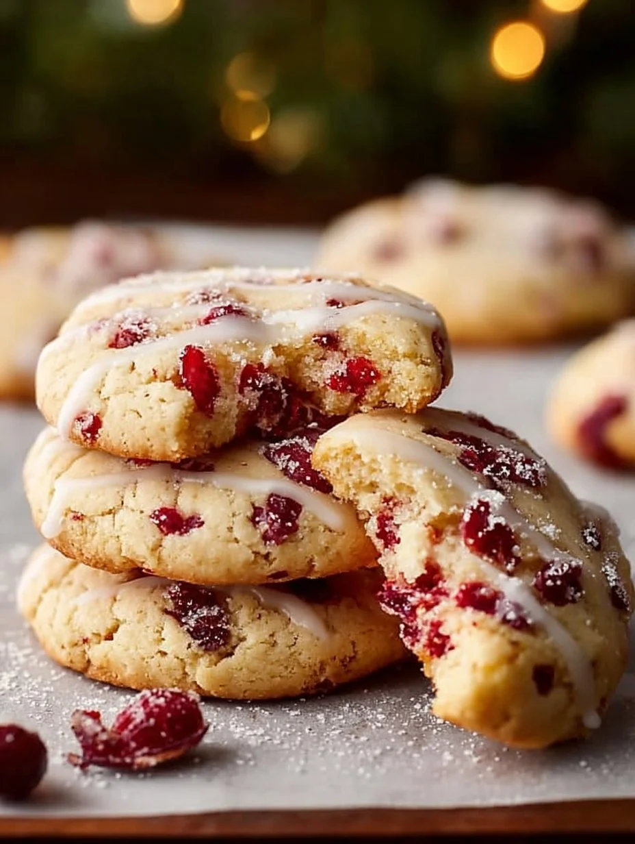 Chewy Christmas cranberry orange cookies with festive decorations