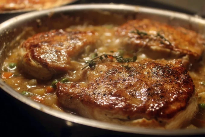 Homemade Chicken Pot Pie with flaky crust and fresh vegetables