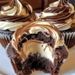 Delicious Chocolate Coffee Cream Cupcakes topped with creamy frosting