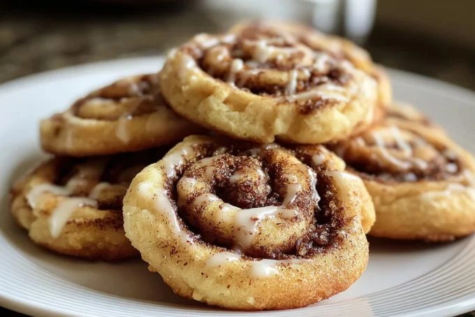 Delicious homemade cinnamon roll cookies drizzled with icing