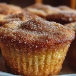 Freshly baked cinnamon sugar muffins with a golden topping