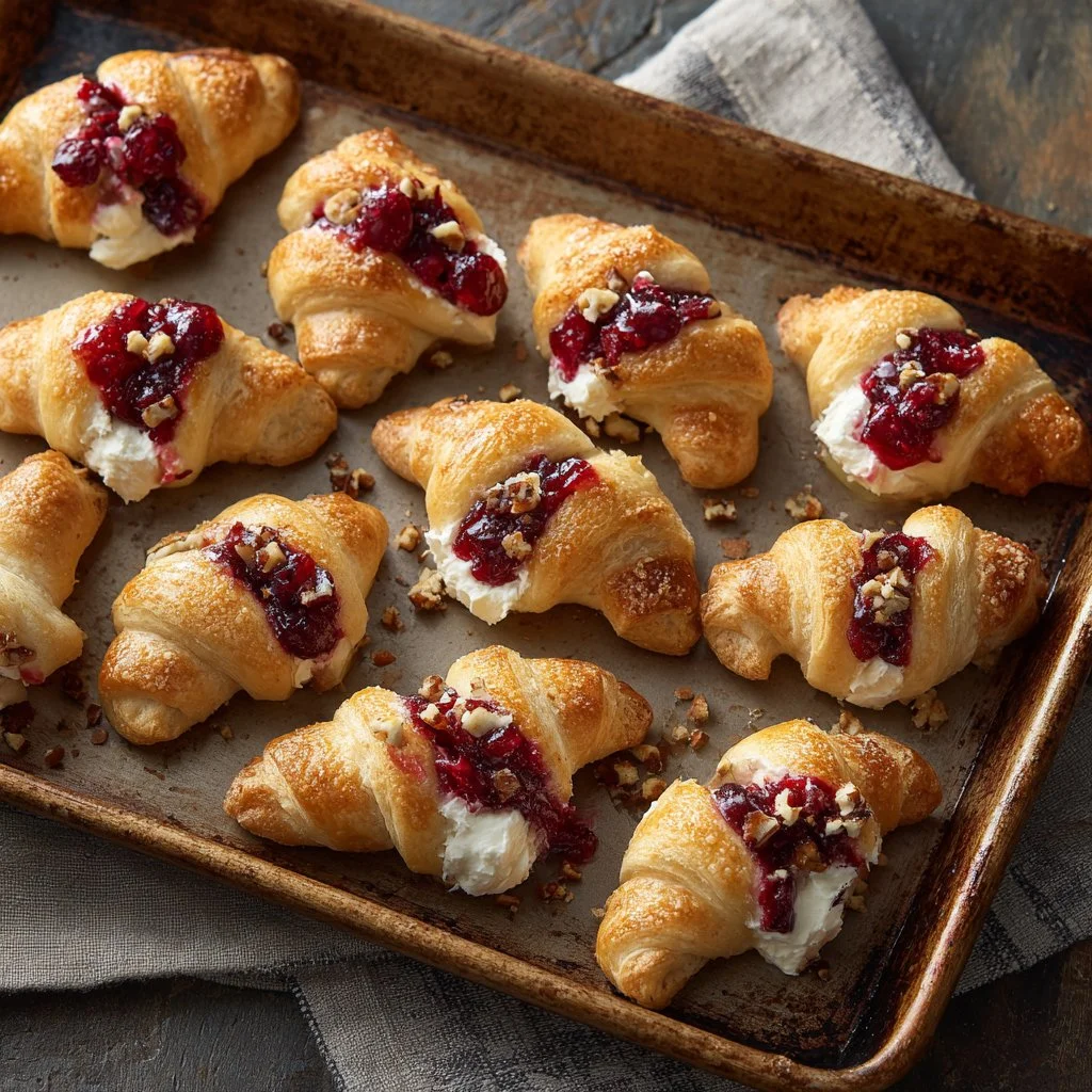 Cranberry Cream Cheese Crescent Bites served on a platter