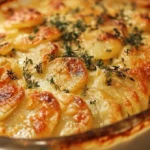 Delicious creamy scalloped potatoes baked to perfection