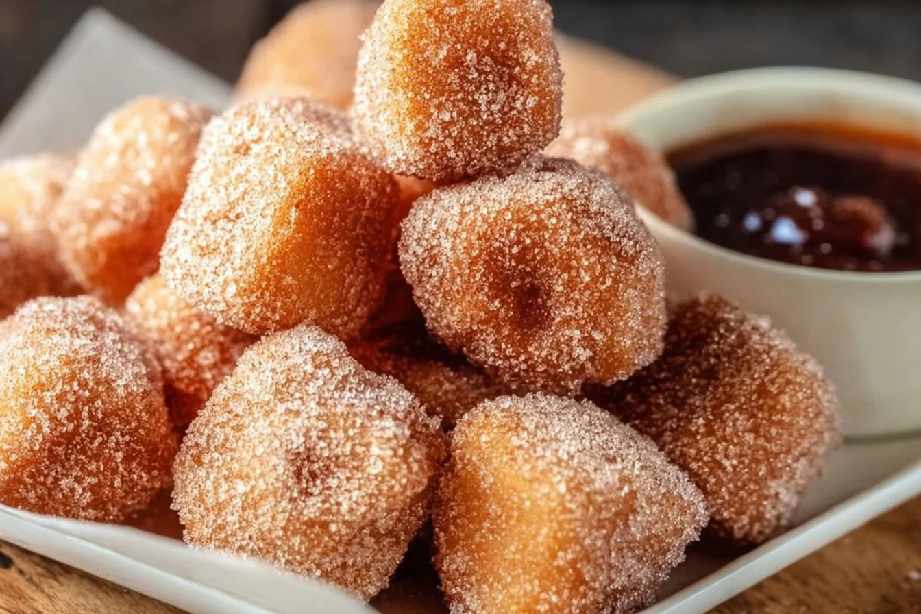 Crispy air fryer churro bites dusted with cinnamon sugar