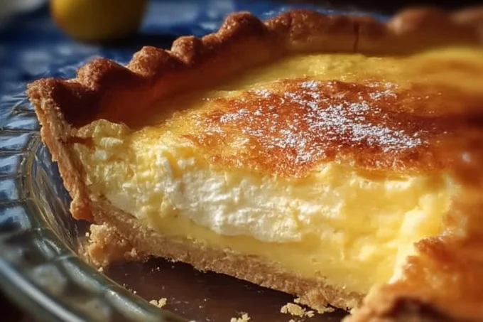 Homemade Custard Pie with golden crust