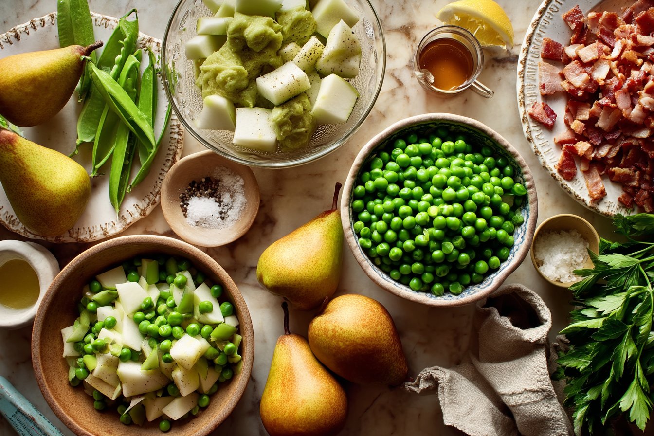 Thanksgiving Peas with Pancetta and Pears