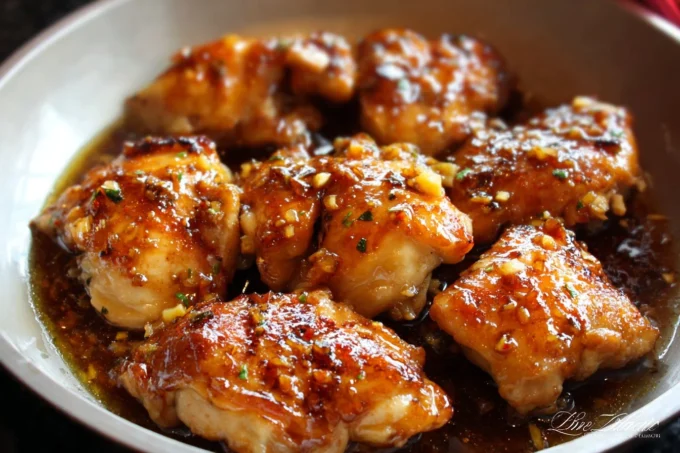 Delicious honey garlic chicken dish garnished with green onions