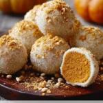 Easy no-bake pumpkin cheesecake balls on a colorful plate