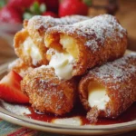 Delicious Fried Cheesecake Roll-Ups with crispy coating and creamy filling