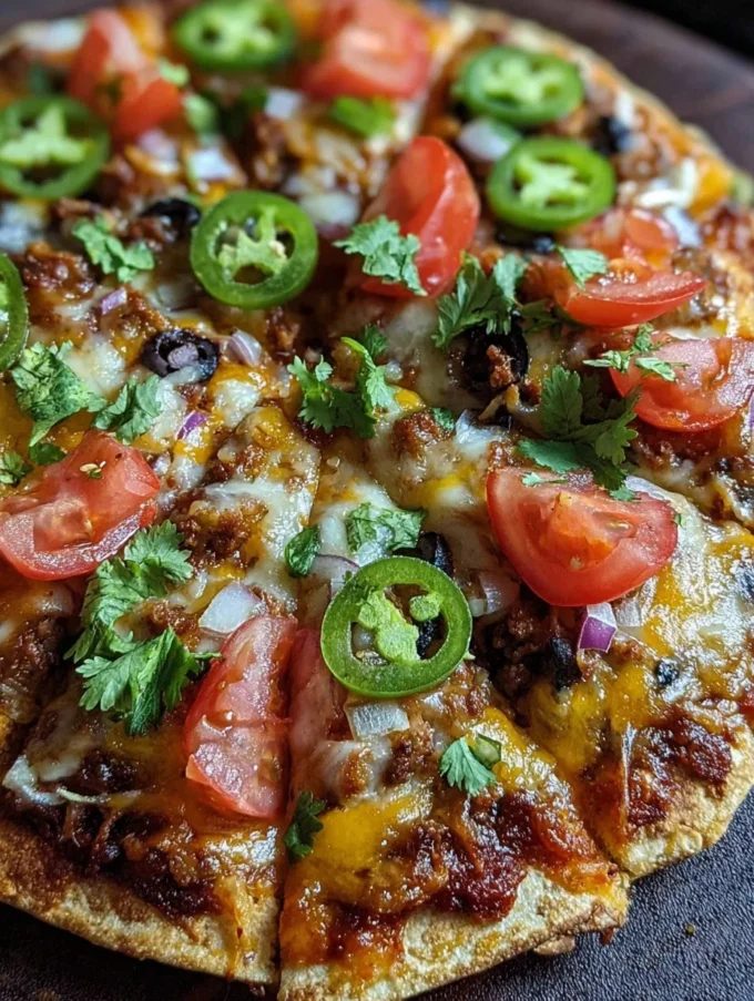 Delicious homemade Mexican pizza topped with fresh ingredients