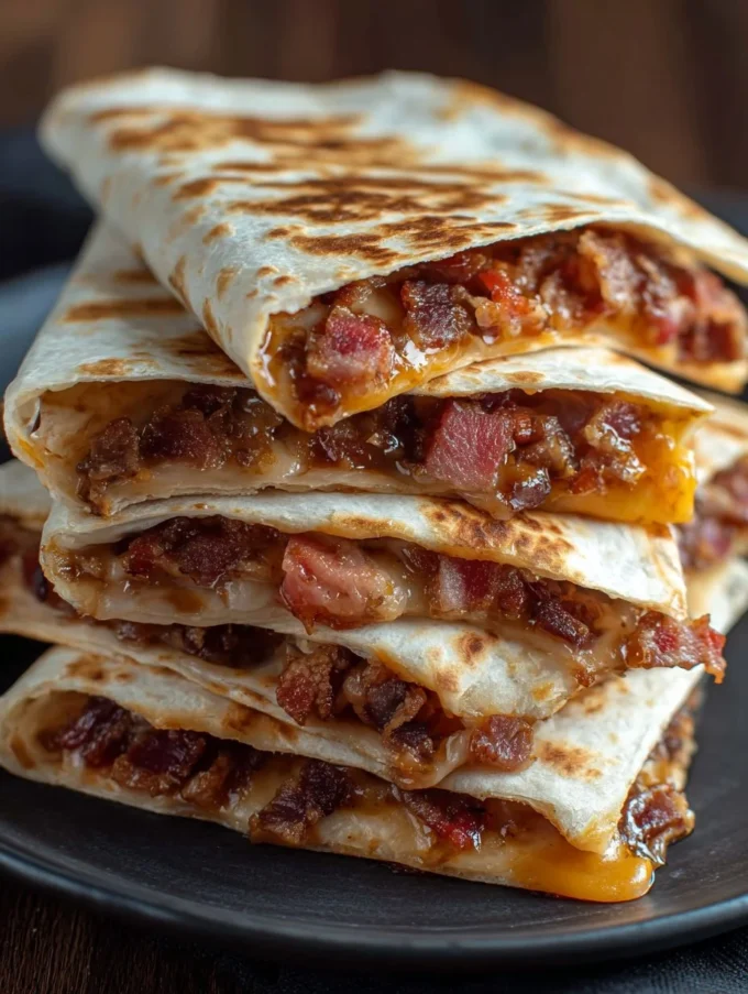 Delicious Maple Bacon Quesadillas with melted cheese and crispy bacon