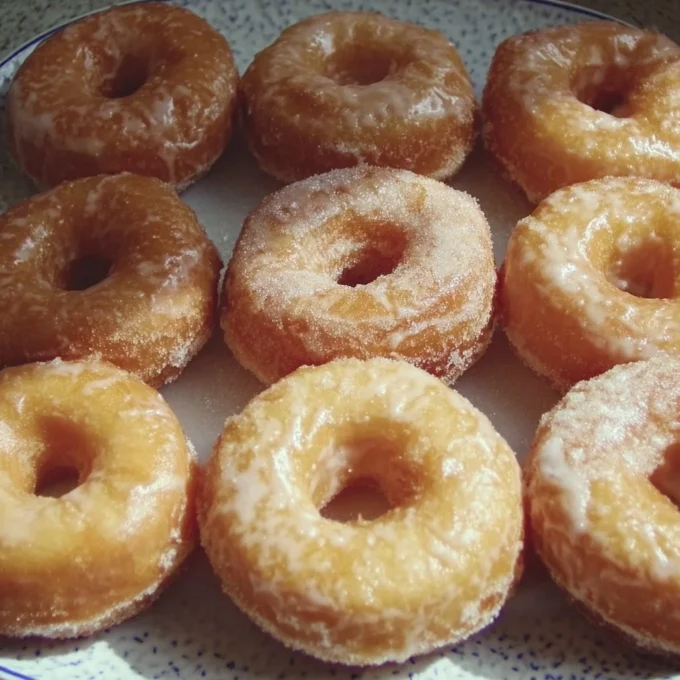 Delicious old fashioned cake donuts on a rustic wooden background