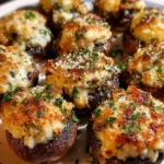 Delicious Olive Garden stuffed mushrooms filled with cheese and herbs